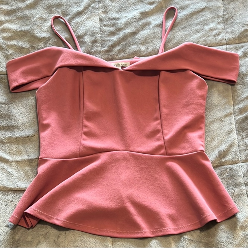 Pink Peplum Off the Shoulder Top